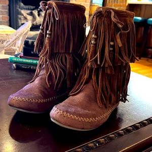 Mossimo Leather Moccasins with Fringe